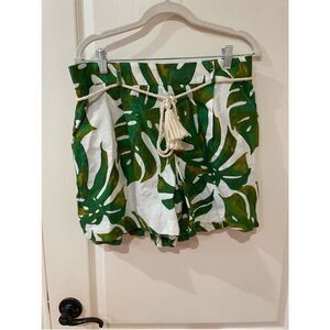 Joie Palm Leaf Print Linen Short Size large